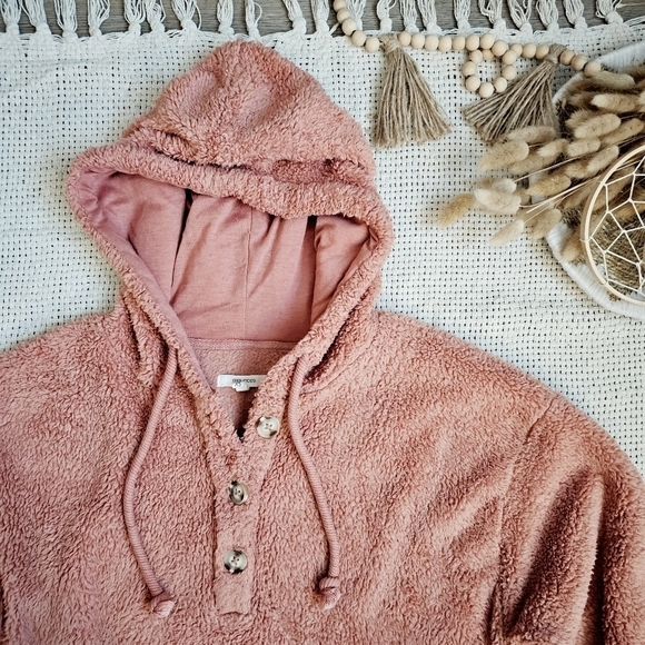 Maurices Pull Over Front Pocket Hooded Button Henley Sweater Soft Loungewear XS - Picture 6 of 6